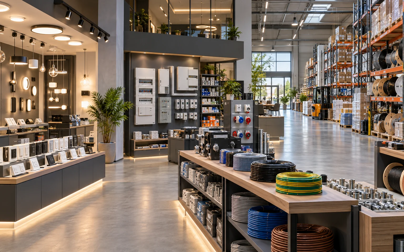 Commercial electrical materials showroom and warehouse environment